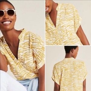 Anthropologie Maeve Yellow Zebra Animal Print top
